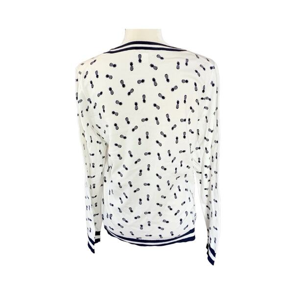 J. CREW Cotton Women’s XS Crew Neck Sweater Pineapple Print Prep Golf Cruise - Picture 2 of 9